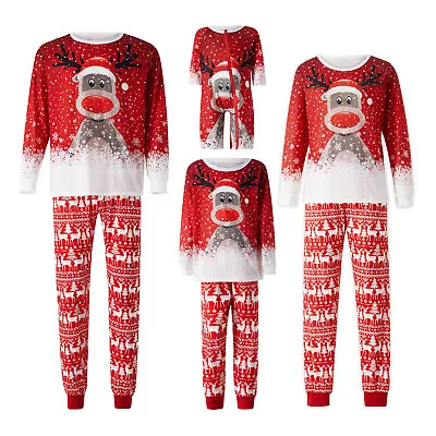 Christmas Family Matching Pajamas Red Deer Snowflake Print Pullover Nightwear • $14.99