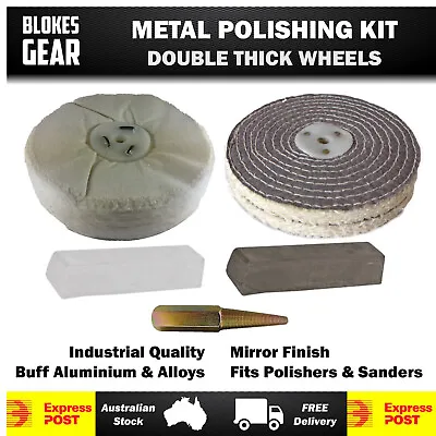 150mm Extra Thick Metal Polishing Kit For Bench Grinder Polish Aluminium & Alloy • $115