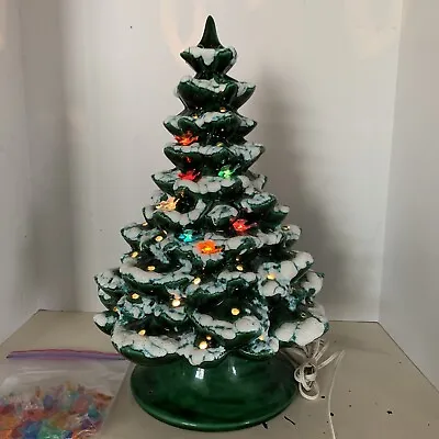 Unique Vintage Ceramic Christmas Tree Large 19” Birds Flocked No Chips Or Cracks • $219.38