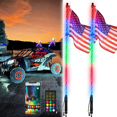3ft RGB LED Antenna Whip Light Flag For Can-Am Maverick X3 UTV ATV Accessories • $99.11