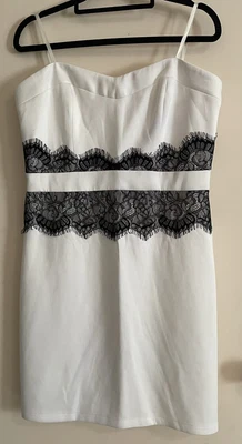 $16 • Buy Beautiful White Dress With Black Lace Detail Size 14