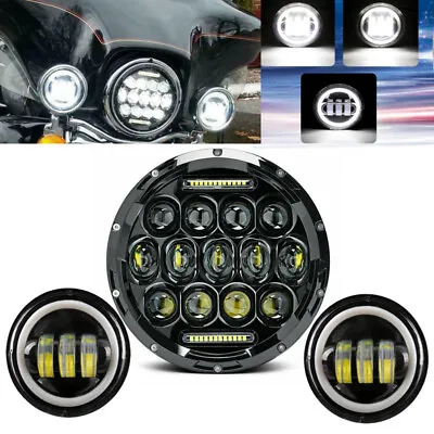 7  LED Headlight + 4.5  Passing Fog Lights For Yamaha V-Star XVS 1100 950 Black • $64.98