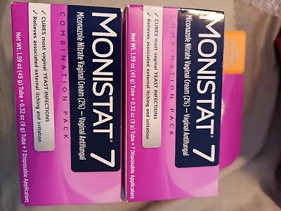 New 2X Lot Of 2 Monistat 7 Vaginal Cream 7 Applicators Exp 2023 • $21.99