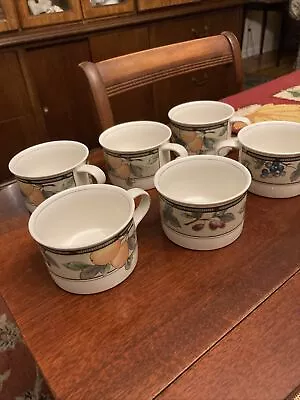 Set Of 6 Mikasa Intaglio Garden Harvest Coffee Tea Espresso Mugs Cups • $18