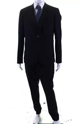 PS Paul Smith Mens Navy Wool Plaid Two Button Blazer Pants Suit Set Size 42 34 • $158.59