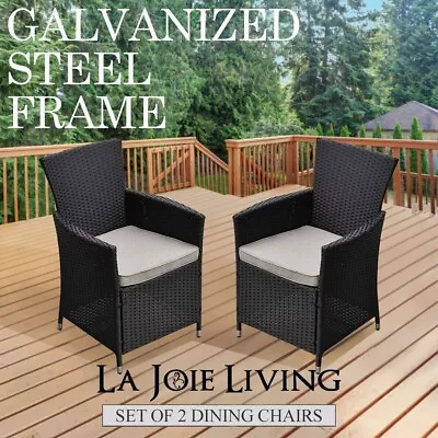 $149 • Buy Set Of 2 Outdoor Dining Chairs Furniture Steel Frame Wicker Lounge Pool Patio