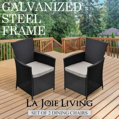 $149 • Buy Set Of 2 Outdoor Dining Chairs Furniture Steel Frame Wicker Lounge Pool Patio