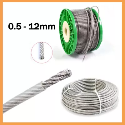 £1.67 • Buy 304 Stainless Steel Wire Rope Cable Rigging Φ0.5mm-12mm PVC Coated Clear / Black