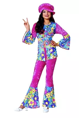 Hippie Costume Kids 60s 70s Fancy Dress Retro Dress Up Size Small New N Plastic • $13