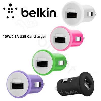 Belkin Mixit 2.1A USB Car Charger 12v FAST For IPhone 11/X/7/SE 8 Plus MFI NEW • £4.49