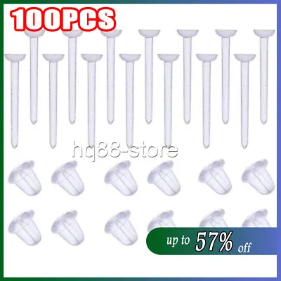 100× Clearplastic/Acrylic Transparent/Clear Earrings Work/School Invisible Stud • £3.28