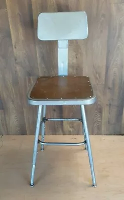 Vintage Kruger Industrial Factory Steel Stool With Back Adjustable USA • $69