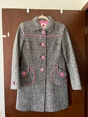 Vintage Y2K Courreges 21 French Designer Tweed Pink Button Up Coat Size S • $150