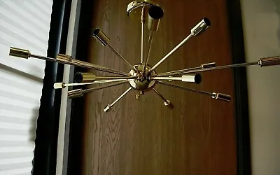 Polished Brass Atomic Sputnik Starburst Chandelier Mid Century Modern • $252