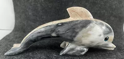Heavy Marble Dolphin Figurine Hand Carved Sculpture Nautical Figurine 8 L • $12.11