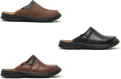 Josef Seibel MAX Mens Genuine Smooth Leather Slip-On Stylish Mule Casual Clogs • £58.44