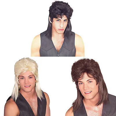 Mullet Wig Black Blonde Brown Mens Longhair Costume Adult Redneck Hillbilly. • $18.95