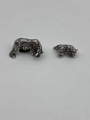 2 Metal Growling Micro Mini Bear Figurines Mama And Cub • $32.98