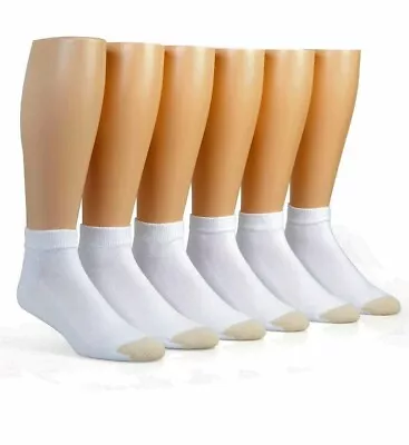 GoldToe Men's White Cotton Low Cut Athletic Sock 6 Pair Shoe Size 6-12.5 • $12.97