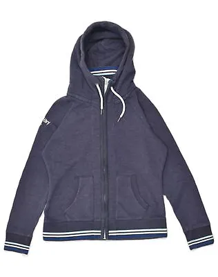 SUPERDRY Mens Zip Hoodie Sweater Medium Navy Blue Cotton LG09 • $17.79