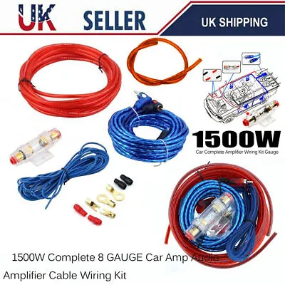 1500W 8 GAUGE Car Power Audio Amplifier Wiring Kit Cable Subwoofer W/Fuse Suit • £6.37