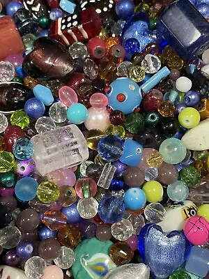 ALL GLASS 7oz Bead Soup🖤6-20mm HUGE VARIETY OF BEADS 👑🐝 BEST MIXED LOT BEADS • $16