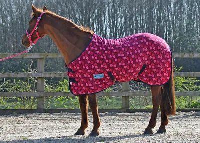 Maxima Fleece Rug For Horse Pony And Shetland *pink Hearts* Sizes 3'0 - 7'0 • £31.99