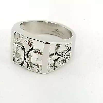 Mens  Fleur De Lis Polished Stainless Steel Ring Size 14 • $49.99