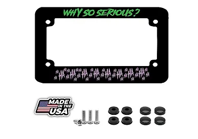 Haha Why So Serious Joker Motorcycle License Plate Frame Purple/Lime Green • $12.95