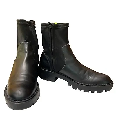 $45 • Buy Zara Trafaluc Sock-style Track Sole Ankle Boots Leather Black Women’s Size 39/8
