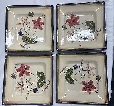 HD Designs Floral SIMONE Square Salad Plates 8   Never Used • $20