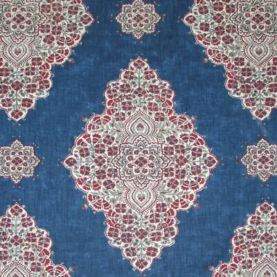 £54 • Buy 3 Meters SANDERSON  Siam Diamond  Cotton/linen Curtain Fabric Rose Cobalt/Flame