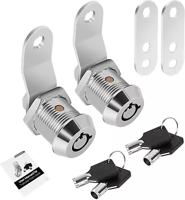 2 Pack Tool Box Lock With Keys 5/8  Cabinet Lock Cam Lock Keyed Alike 2 Pack • $14.55