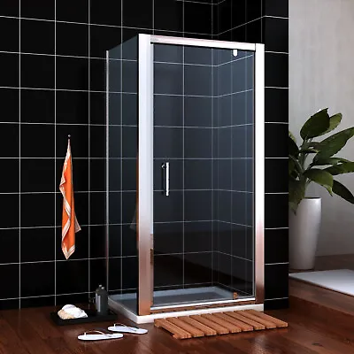 Pivot Shower Door Enclosure And Tray 6mm Glass Cubicle Screen With Side Panel • £277.99
