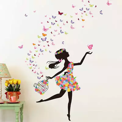 $24.99 • Buy Butterfly Fairy Princess Girl Self-adhesive 3D Wall Decor Removable Stickers