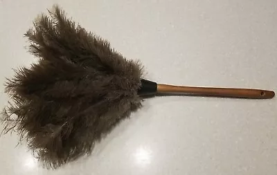 Vtg Feather Duster Cleaning Tool Wood Handle Washable Ostrich Feathers 19  Long • $29.99