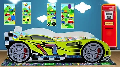 Children Boy Girl Racing Car Bed  Mattress 80 X 160 Cm  31.5  X 63   Lime Green  • £190