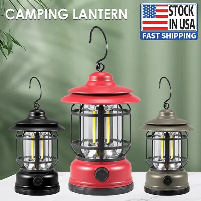 Vintage Tent Light LED Lamp Rechargeable Torch Lantern Camping Hiking Outdoor • $9.84