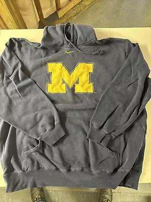 Vintage Nike Michigan Wolverines Sweatshirt Hoodie Men’s XXL Swoosh Blue EC • $35.90