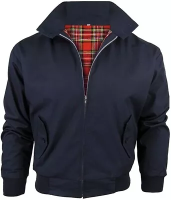 £39.99 • Buy Black Harrington Jacket With Tartan Lining British Made Zip Up Classic Bomber