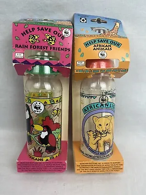 Vtg 90's Baby Bottles WWF Save The Animals Rainforest African Munchkin Wildlife • $16.95