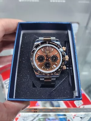 Pagani 40mm Chocolate Dial Two Tone Rose Gold Chronograph • $90