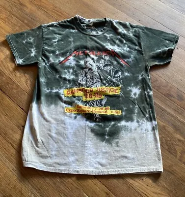 Metallica Band T-Shirt Tie-Dye Damaged Justice Tour ‘88-‘89 Tulsa Size S/M • $8.24