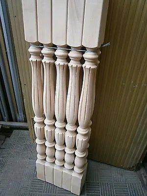 Stair Balusters Elegant Lines Carved Wood Spindles Banisters Staircase Railing • $59.95
