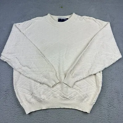 Anchor Bay Knit Sweater Adult XL Cream Pullover Grandpa Hand Framed USA Made • $17.06