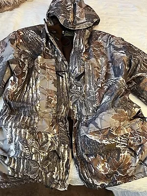 Cabelas Camouflage Jacket Hoodie Extra Large Beige Green Mens Zip Lined Hunting • $30