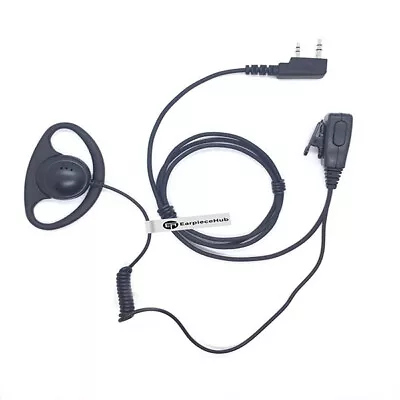 Kenwood Radio 2 Pin D Shape Soft Ear Hook Earpiece With HQ PTT Microphon • £12.99