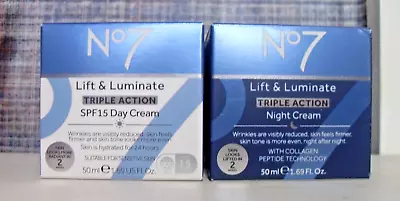 BOOTS NO7 - Lift & Luminate Day & Night Cream- 50mls Each • £35