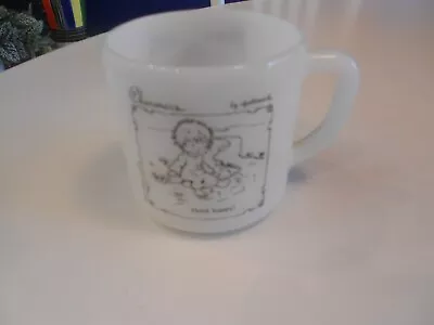 Hallmark 1976 Charmers Think Happy Federal Milk Glass Mug 3  High • $8.99