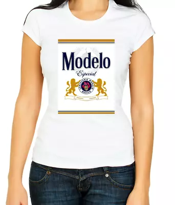 Modelo Especial Mexican Lager Beer 3/4 Short Sleeve Woman T Shirt F404 • £10.51